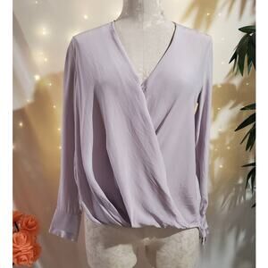 Rag & Bone Lei 100% Silk Surplice Wrap Blouse Top Womens Size XS Purple Hi Low